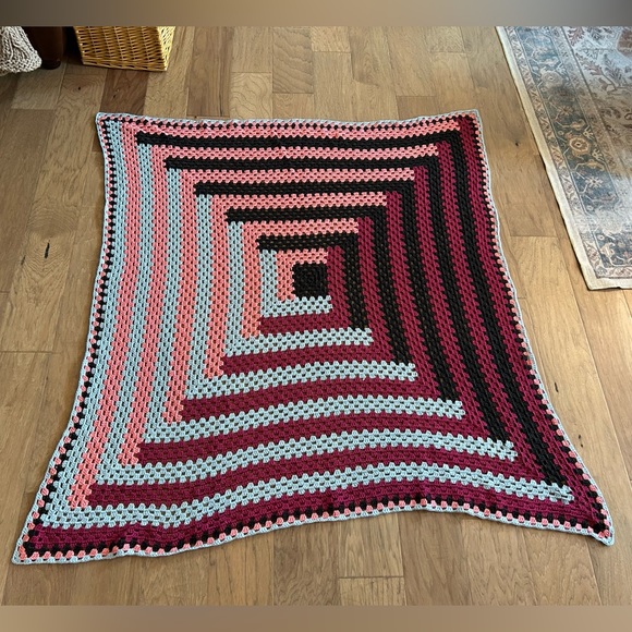 Other - ✨Handmade Striped Crocheted‎ Throw Blanket. Dimensions 59 x 64✨